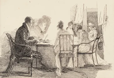 Innenraum mit sitzenden Figuren, 1804-05