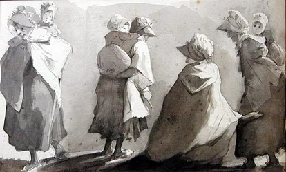 Mütter, die ihre Kinder tragen