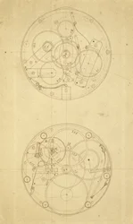 Die Bewegung von H.4, einem Längenuhrwerk entworfen und gezeichnet von John Harrison, ca. 1760-72