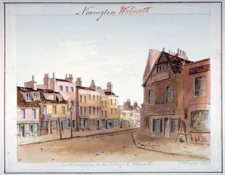 Ansicht des Dorfes Walworth, Southwark, vom Nordeingang, London, 1825