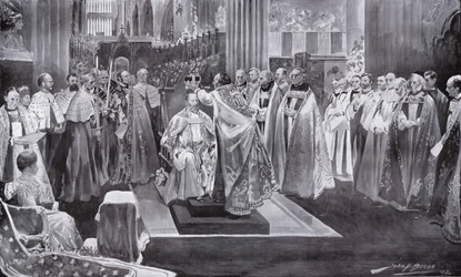 Die Krönung von König Edward VII. durch den Erzbischof von Canterbury, Westminster Abbey, London, 1902