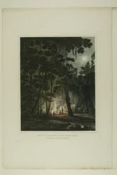 Ansicht bei Mondschein, in der Nähe von Fayetteville, Tafel drei der zweiten Ausgabe von Picturesque Views of American Scenery