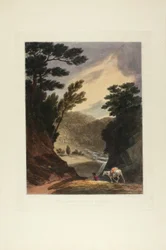 Ansicht in der Nähe der Schuylkill-Fälle, Pennsylvania, Platte fünf der ersten Nummer von Picturesque Views of American Scenery