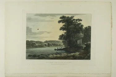 Blick über die Wasserfälle von Schuylkill, Platte drei der ersten Nummer von Picturesque Views of American Scenery