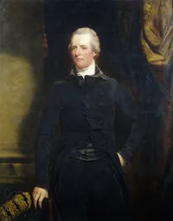 Porträt von William Pitt, stehend in Dreiviertellänge in einer dunklen Jacke und Kniehosen