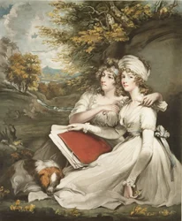 Die Töchter von Sir Thomas Frankland, Bart., graviert und veröffentlicht von William Ward (1766-1826), 1797 (Mezzotinto)