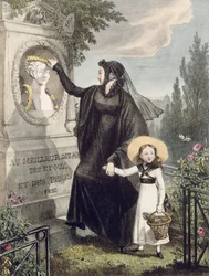 Der Friedhof von Pere Lachaise, gedruckt von Charles Joseph Hullmandel, veröffentlicht 1822