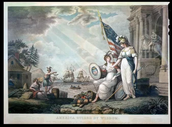 Amerika geführt von Weisheit, 1815 (graviert von Benjamin Tanner)