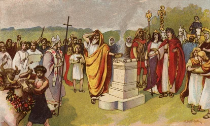 Konstantin der Große opfert, als die ersten Christen ankommen, York, 306