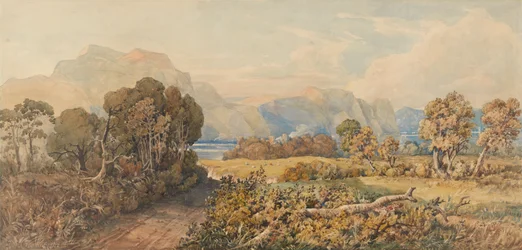 Landschaft mit Fluss und Bergen
