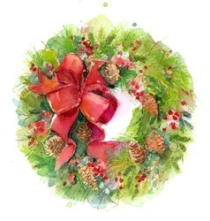 Weihnachtskranz mit roter Schleife, 2016