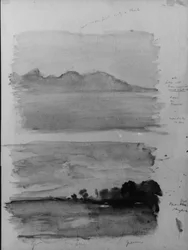 Doppelstudie der Morgendämmerung, Moorea über das Wasser hinweg gesehen, Tahiti, 1891.