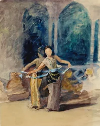 Dorftanzmädchen in Garoet in der Preanger-Regentschaft, Java
