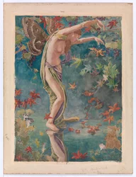 Herbst, der Blätter verstreut, um 1900
