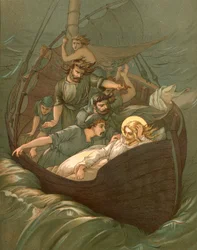 Jesus schläft während des Sturms