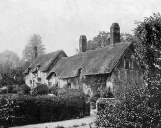 Cottage (Haus) von Ann Hathaway (Shakespeares Frau) in Stratford upon Avon, England, Foto ca. 1890