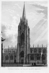 Turm und Spitze der St. Marienkirche, Oxford, 1833