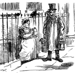 Karikatur über die Verwässerung von Milch, illustriert von John Leech