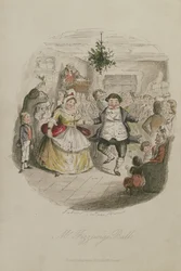 Mr. Fezziwigs Ball, Illustration aus Eine Weihnachtsgeschichte von Charles Dickens, veröffentlicht 1843
