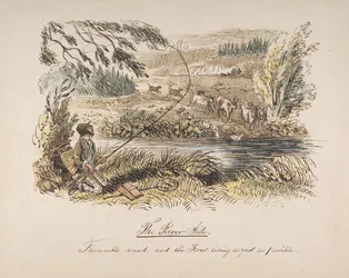 Der Flussufer, günstiger Wind und die Forelle steigt so schnell wie möglich, 1830-64
