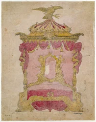 Entwurf für ein Bett, ca. 1755-60