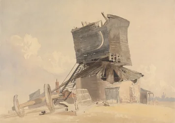 Eine sturmgeschädigte Windmühle