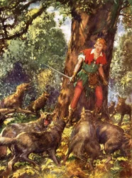 Robin Hood von Wölfen umzingelt
