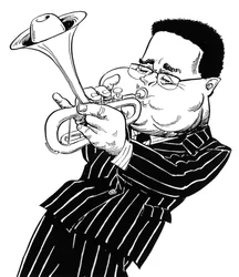 Dizzy Gillespie (John Birks Gillespie), Karikatur von John Minnion