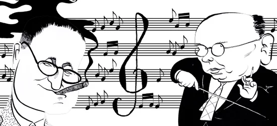 Hanns Eisler und Bertolt Brecht - Karikatur Collage