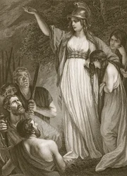 Boudicca hält eine Ansprache an die Briten, graviert von Sharp, Illustration aus David Humes 