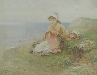 Mädchen beim Stricken