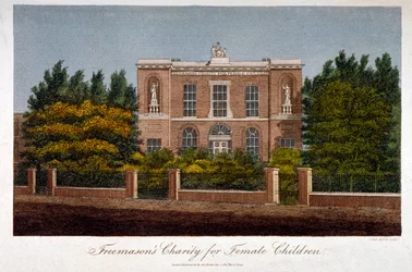 Die Wohltätigkeitsschule der Freimaurer für Mädchen, Westminster Bridge Road, Lambeth, London, 1814