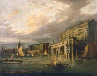Somerset House und das Adelphi vom Fluss aus, ca. 1825