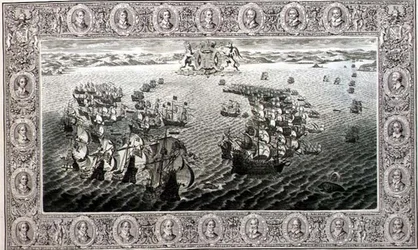 Armada (Gravur von einem Wandteppich)