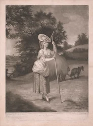 Eine Dame beim Heumachen