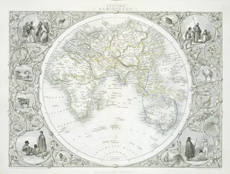 Östliche Hemisphäre, aus einer Serie von Weltkarten veröffentlicht von John Tallis und Co., New York und London, 1850er Jahre