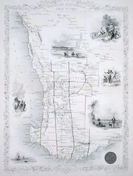 West-Australien, aus einer Serie von Weltkarten veröffentlicht von John Tallis & Co., London & New York