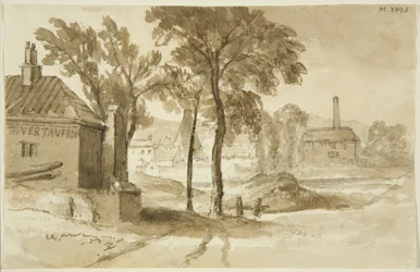 Ansicht in der Nähe von Mardyke, Limekiln Lane Glasshouse, von der Südseite des Hafens, ca. 1820