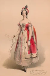 Gast im Kostüm für Queen Victorias Bal Costumé, 12. Mai 1842, 1843