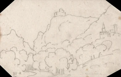 Bergblick mit Gebäuden