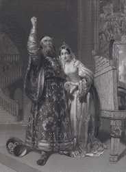 Marino Faliero, Doge von Venedig, droht Rache für die Verleumdung seiner Frau, Aluycia Gradenigo