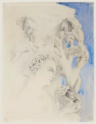Fassade des Dogenpalastes, Venedig - Kopf von Adam, ca. 1845