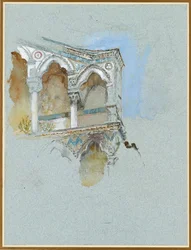 Studie der pisanischen Gotik, Teil der Fassade von San Michele in Borgo, Pisa, 1. Juli 1890