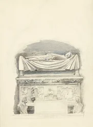 Der Sarkophag und die Effigie des Grabes von Cangrande I della Scala, Verona, 21. Mai-1. Juli 1869