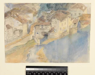 Ansicht von Freiburg, Schweiz, ca. 1854