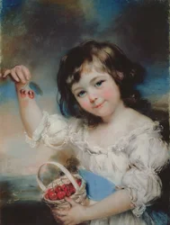 Kleines Mädchen mit Kirschen