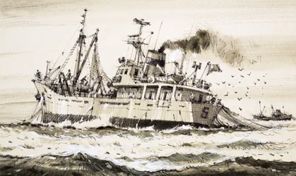 Ein sowjetisches Fischereischiff in der Nordsee