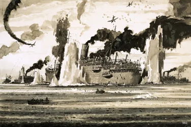 Das Sinken der Lancastra vor St. Nazaire im Juni 1940