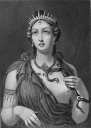 Cleopatra VII, Stahlstich des Enkaustikgemäldes, gefunden in der Villa Hadriana 1818
