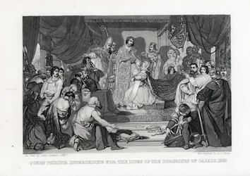 Königin Philippa bittet um das Leben der Bürger von Calais, 1347, 1882